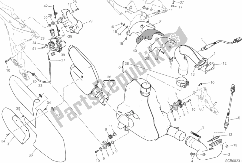 Tutte le parti per il Impianto Di Scarico del Ducati Multistrada 1200 S ABS USA 2017